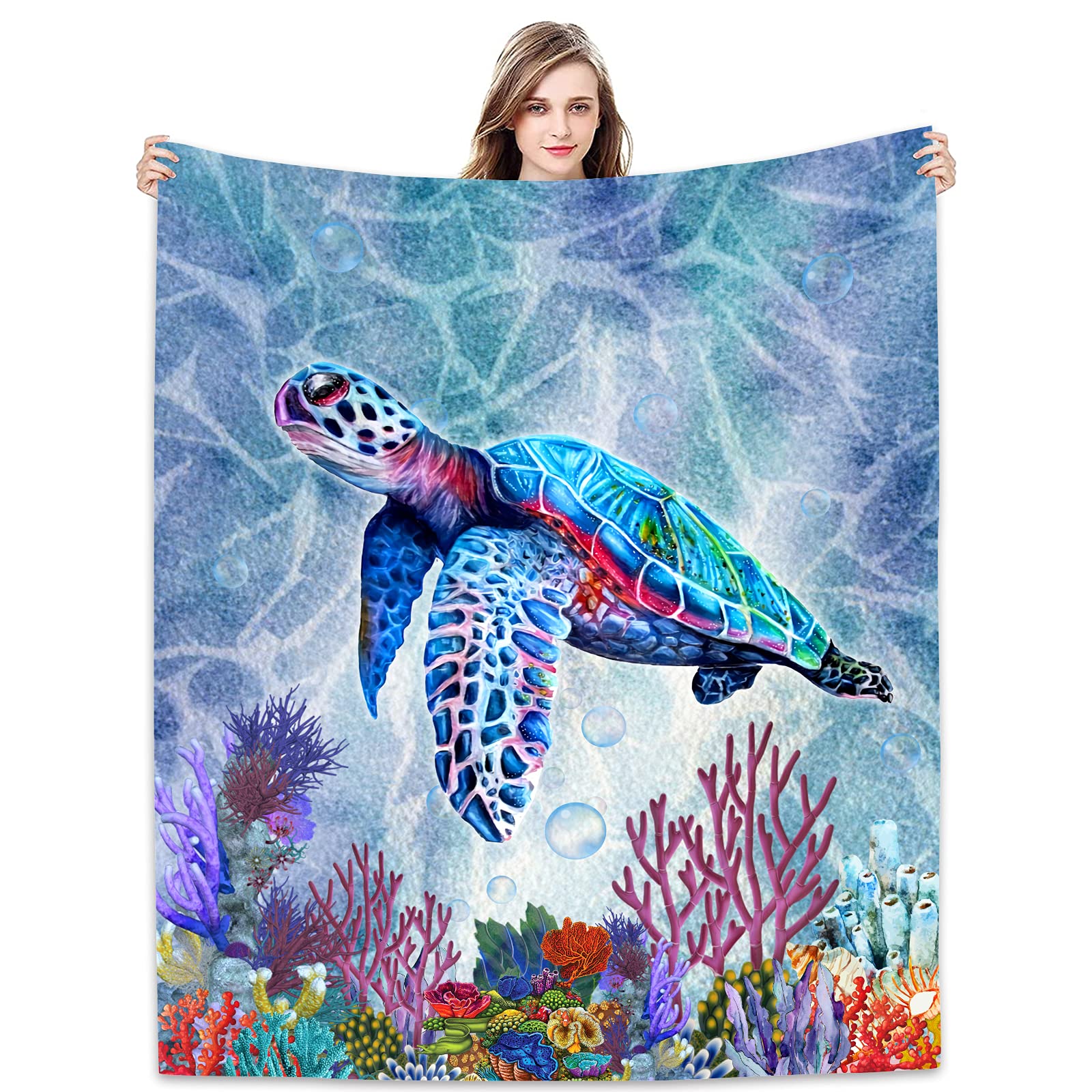 Sea Turtle Flannel Fleece Throw Blanket 60