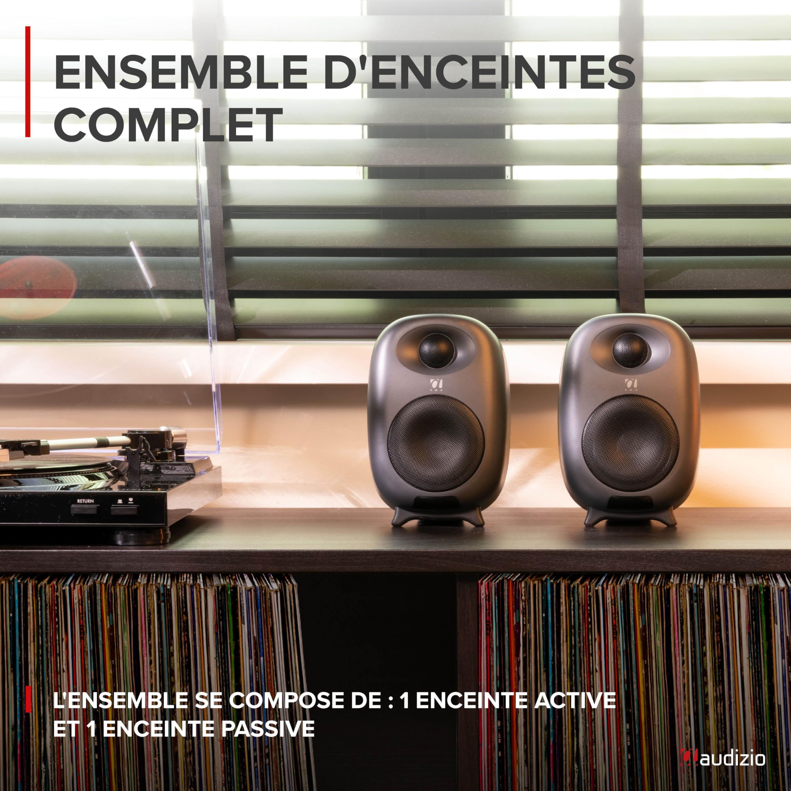 Audizio RS60 Enceintes HiFi Bibliothèque 120 W Noir Actives/Passives BT sans Fil RCA AUX