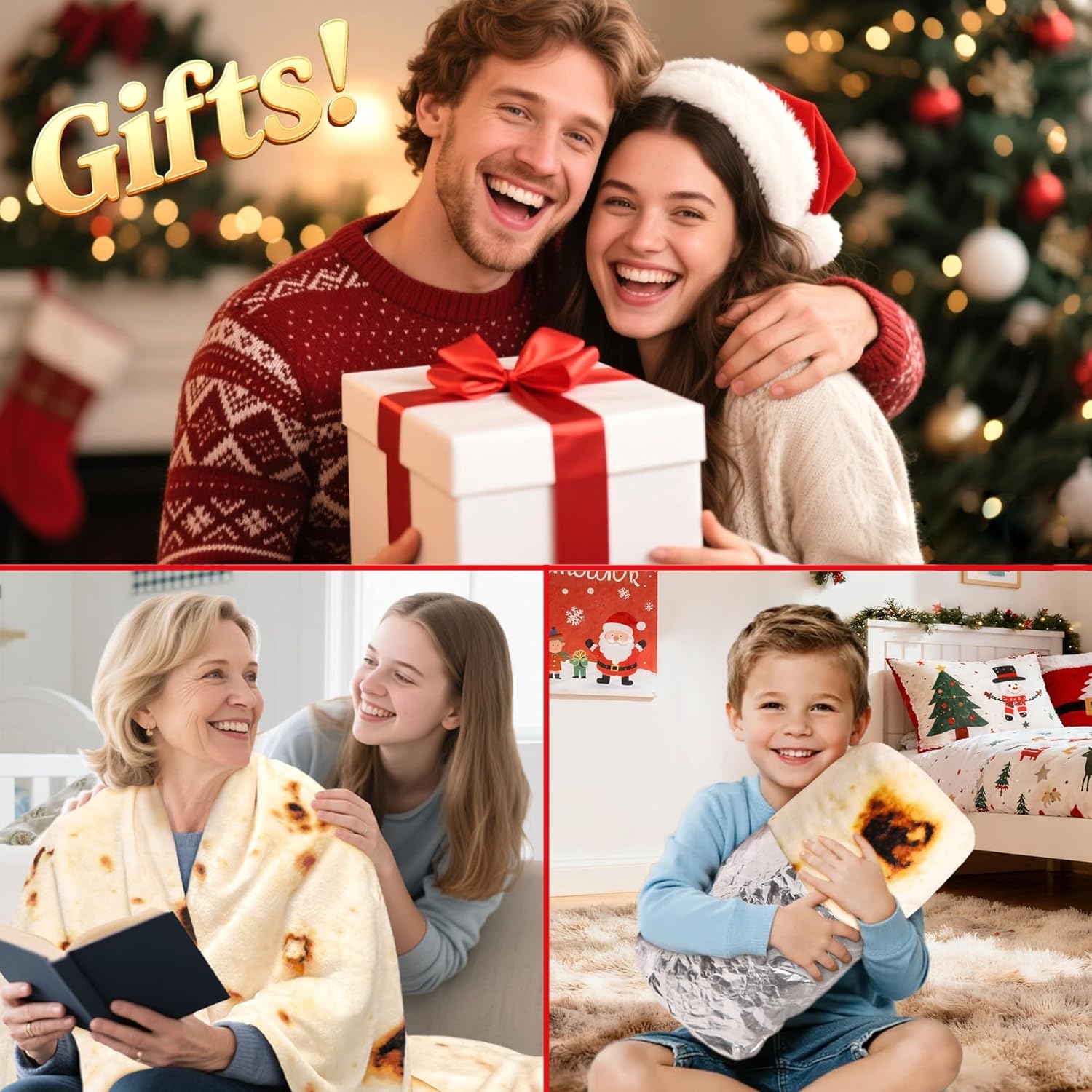 CASOFU Burrito Tortilla Throw Blanket, 90 inches Double Sided Giant Blanket for Women Men Teens, Novelty Taco Funny Birthday Gifts for Adults Kids 285 GSM Soft and Comfortable Flannel Blanket(Beige) - Image 5