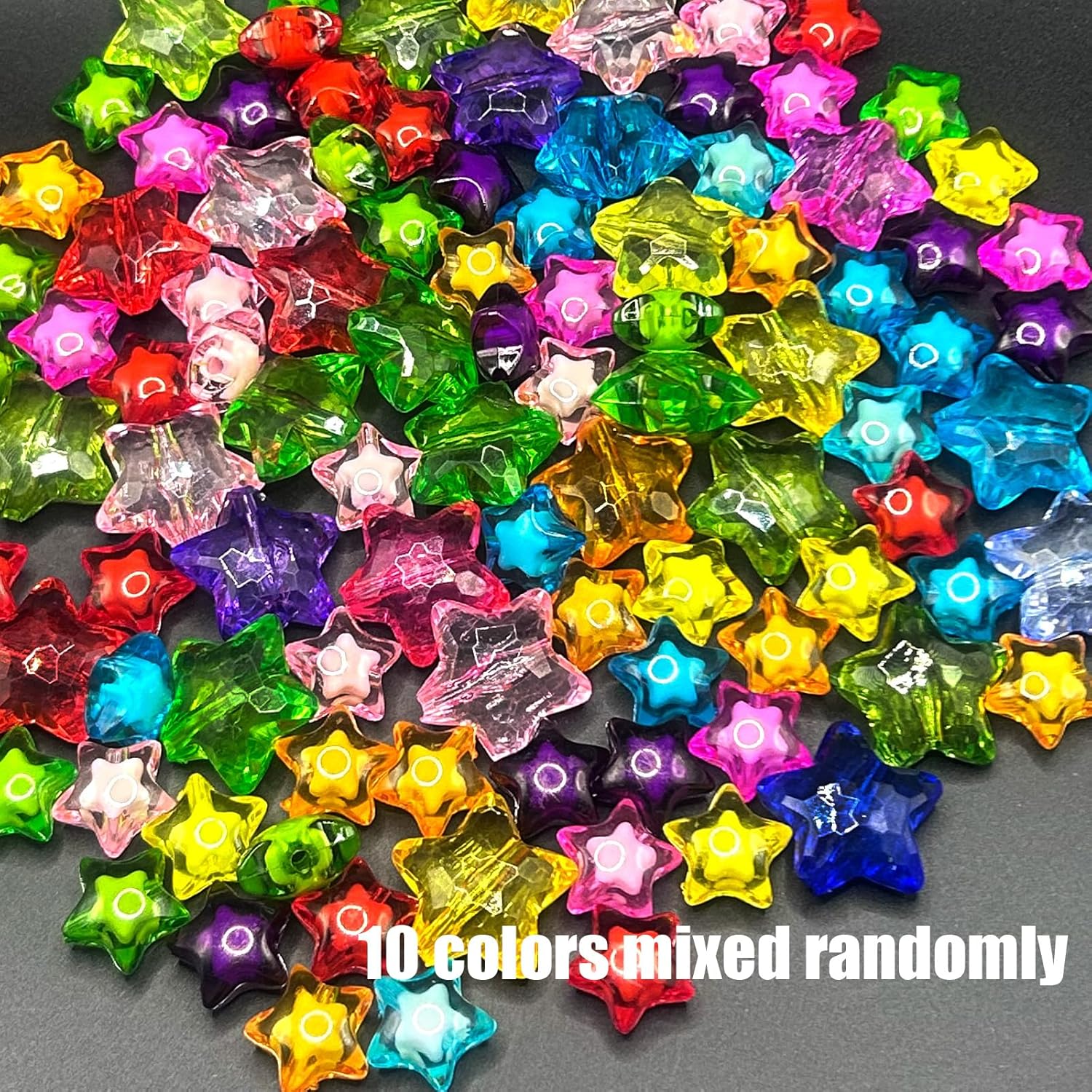 100 Pieces Acrylic Star Beads, 20mm/28mm Cute Pony Bead, Transparent Plastic Loose Spacer Beads for Phone Charms, Keychain, Jewelry Making, DIY Crafts Supplies - Image 6