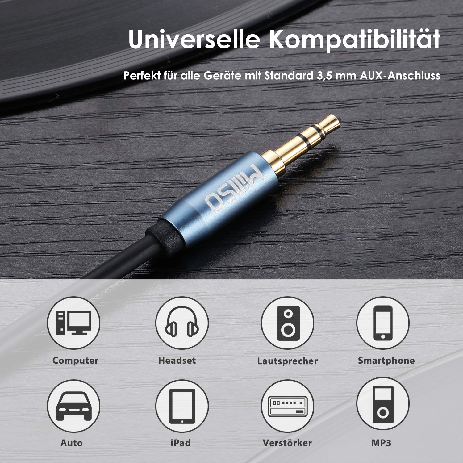 MillSO Rozdzielacz audio jack Y adapter 3,5 mm wtyczka na 2 x 3,5 mm wtyk z pozłacanymi stykami Audio Aux Splitter do telefonu komórkowego, PC, głośników i słuchawek -2,4 m