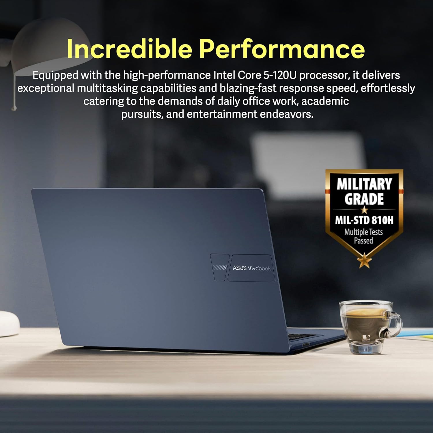 ASUS Vivobook 14" FHD Business Laptop, Intel Core 5 120U, 16GB DDR4 RAM, 2TB Storage (1TB SSD + 1TB Docking Station Set), Intel Graphics, Number Pad, 720p Webcam, Win 11 Pro, Quiet Blue