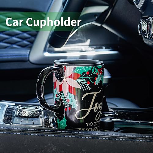 Miniatura 6 de Topadorn Taza de cerámica de porcelana con latte de té, taza de café con caja de regalo, 17 onzas. Taza de viaje con tapa, Noel de Navidad