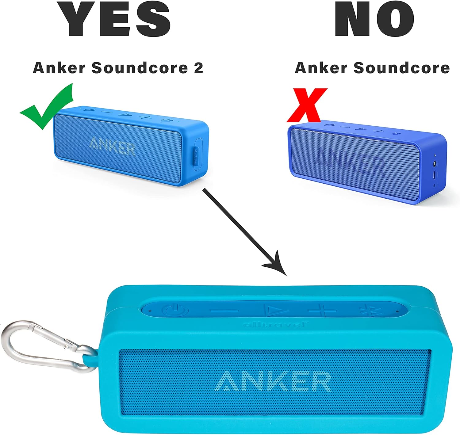 Silicone Cover Skin for Anker Soundcore 2, SoundCore 2 12 W Portable Bluetooth Speaker, by Alltravel, Full 6 Directions Protection, Customized Skin with Color and Shape Matching - Image 5