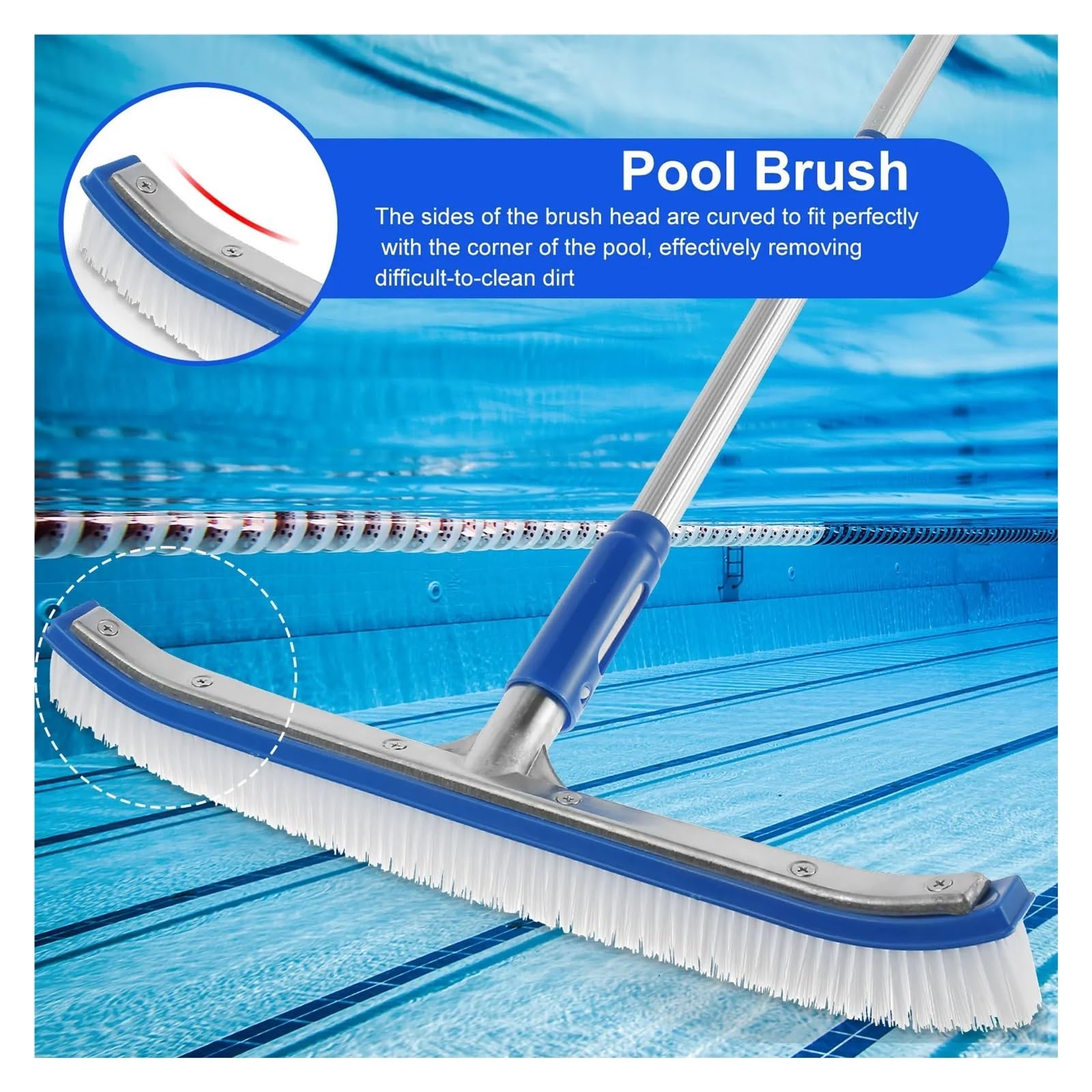 Set Di Spazzole for Piscina Pulizia Portatile Con Manico Da 63 Pollici Spugna for Riporre Facilmente La for Pareti Piastrelle