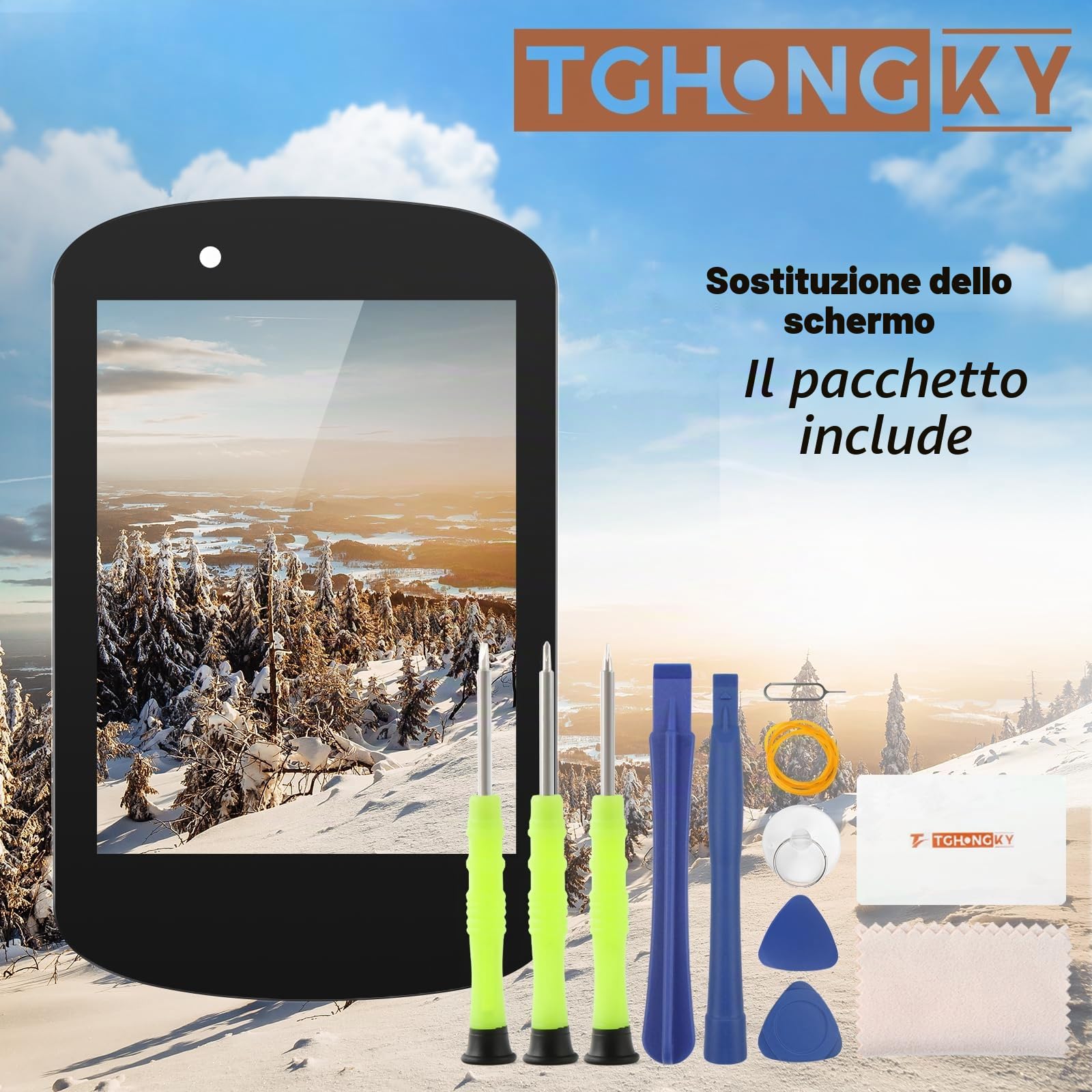 Schermo per Garmin Edge 530 GPS Display Digitalizzatore Touch Screen LCD per Garmin Edge 530 Schermo LCD Display + Kit di Riparazione YY