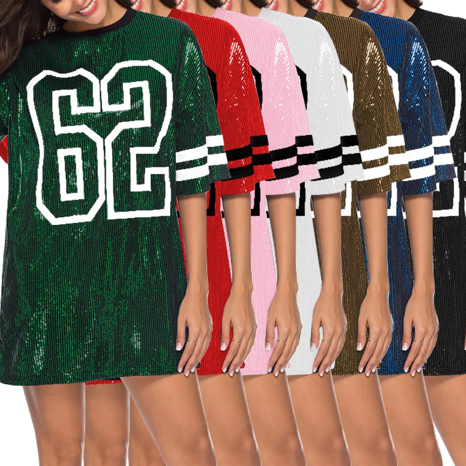 PORRCEY Juniors Short Sleeve Sequin Funny Dress Shirts - Image 5