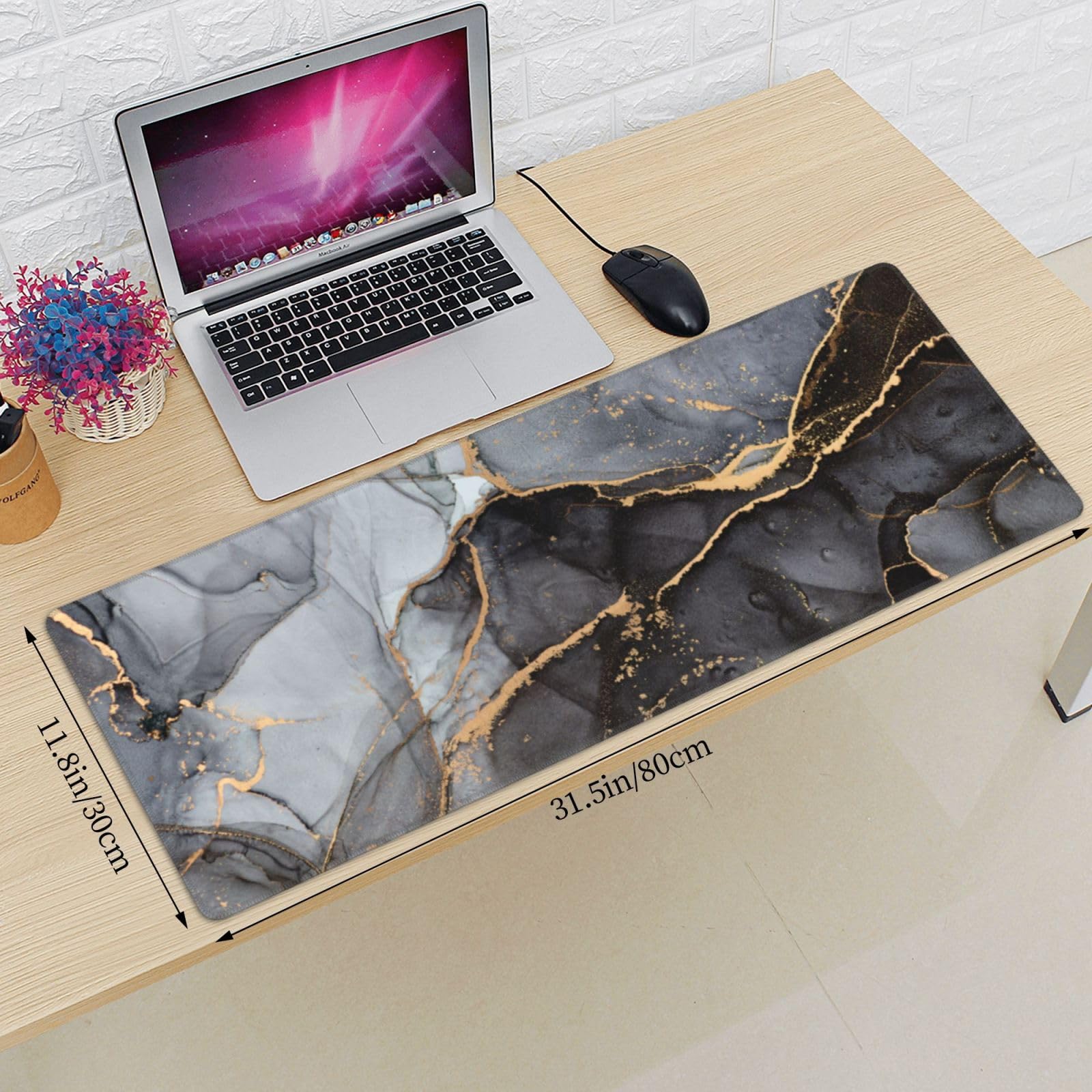 Large Gaming Mouse Pad For Desk Black And Gold Marble Big Desk Mat Extended Mousepad With Stitched Edge And Non-Slip Base Long Computer Keyboard Mouse - View #11