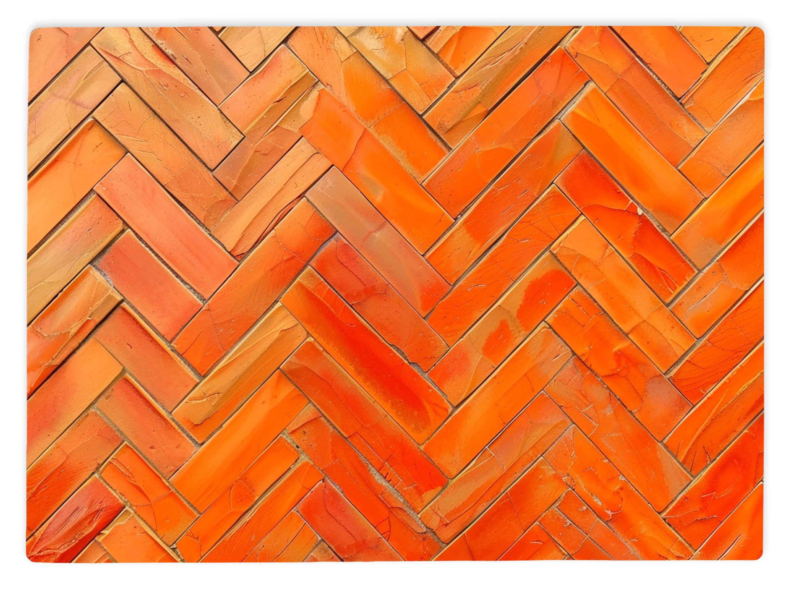 Shopagift Orange Herringbone Pattern Glass Chopping Board Large Kitchen Worktop Saver 39cm x 28cm