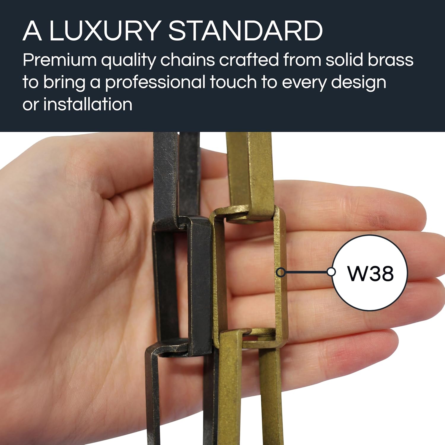 RCH Hardware Polished Nickel Solid Brass Chain for Hanging, Lighting - Recangular Cage with Centre Hole and Welded Links (1 Foot)