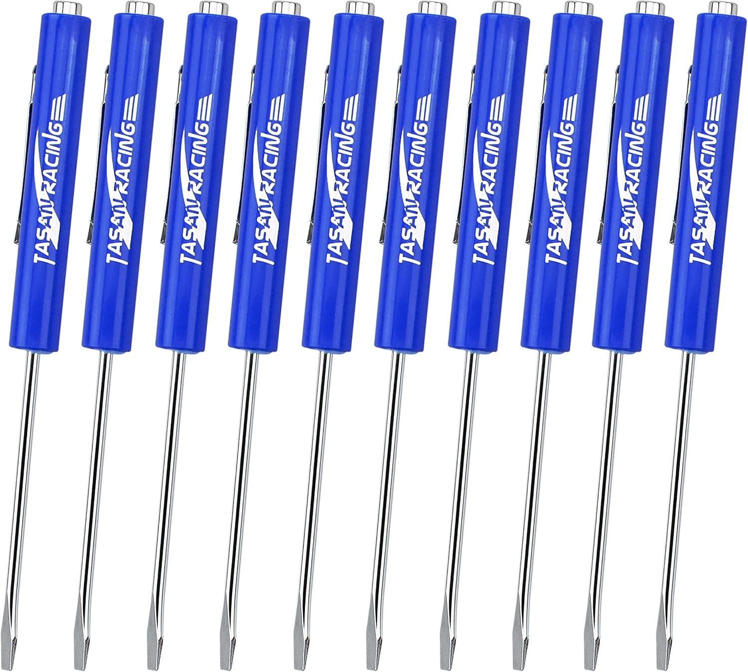 10Pcs Mini Tops and Pocket Clips Pocket Screwdriver Strong Magnetic Slotted Screwdriver Blue 3mm