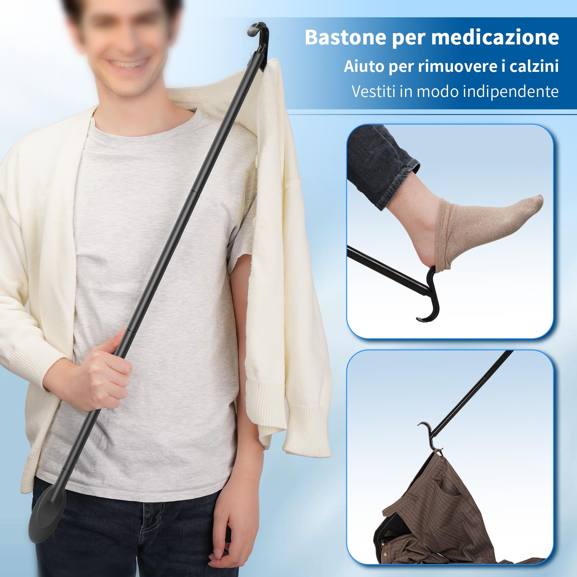 Kekoy Kit Infila Calze per Anziani, 2 Pezzi Aiuti per Indossare Calze, Scarpe, Abbigliamento, Strumenti per Anziani, Gravide e Persone con Mobilità Ridotta(Blu)