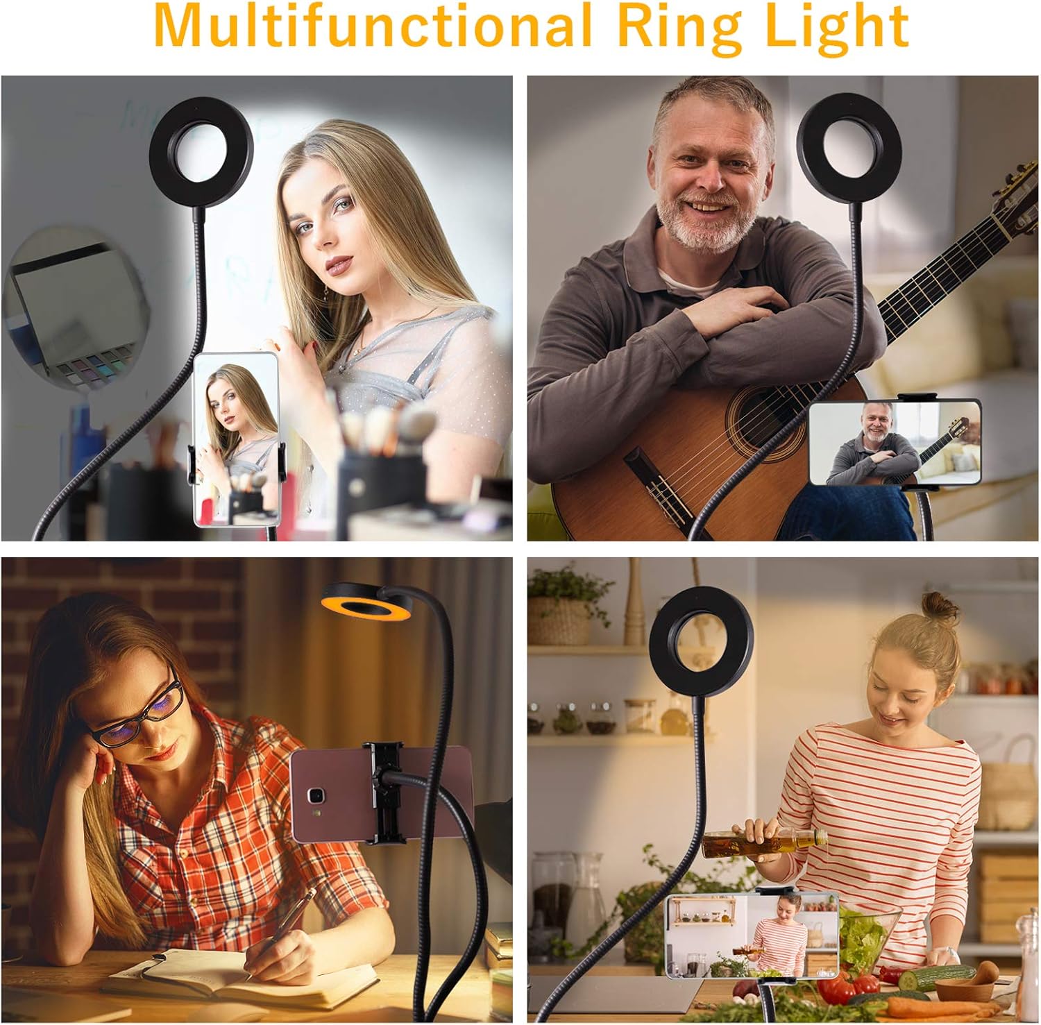 Get Special Price Selfie Ring Light, LEDGLE Ring Light with Gooseneck Stand & Cell Phone Holder, USB Amber Eye-Care Light, Stepless Brightness, Dimmable USB Makeup Ring Light for Makeup, Live Stream (Amber/Warm/White) Free Shipping Over $50 Selfie Ring Light, LEDGLE Ring Light with Gooseneck Stand & Cell Phone Holder, USB Amber Eye-Care Light, Stepless Brightness, Dimmable USB Makeup Ring Light for Makeup, Live Stream (Amber/Warm/White)