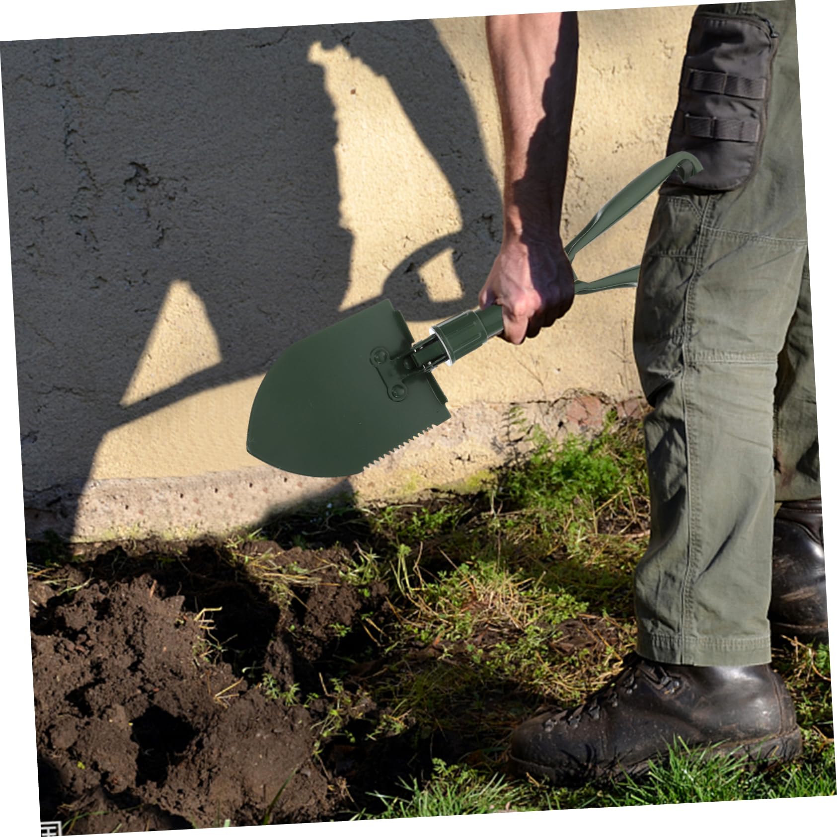Klappbare Gartenschaufel Edelstahl mit T-Griff Mittelgroße Outdoor Schneeschaufel für Camping Winter Schneeräumgerät mit Tragetasche Vielseitig für Abenteuer und Camping