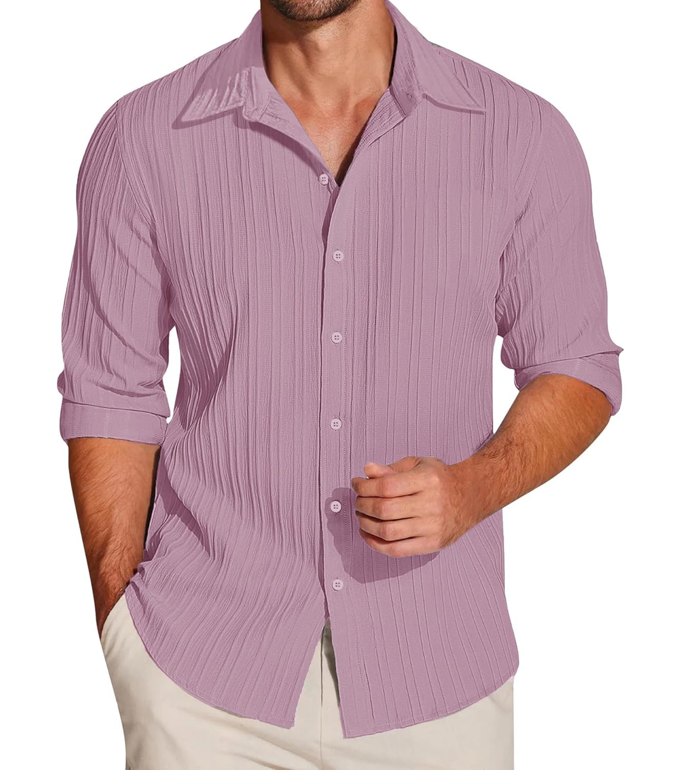 Men’s Popcorn Textured Casual Stylish Shirt Full Sleeve.