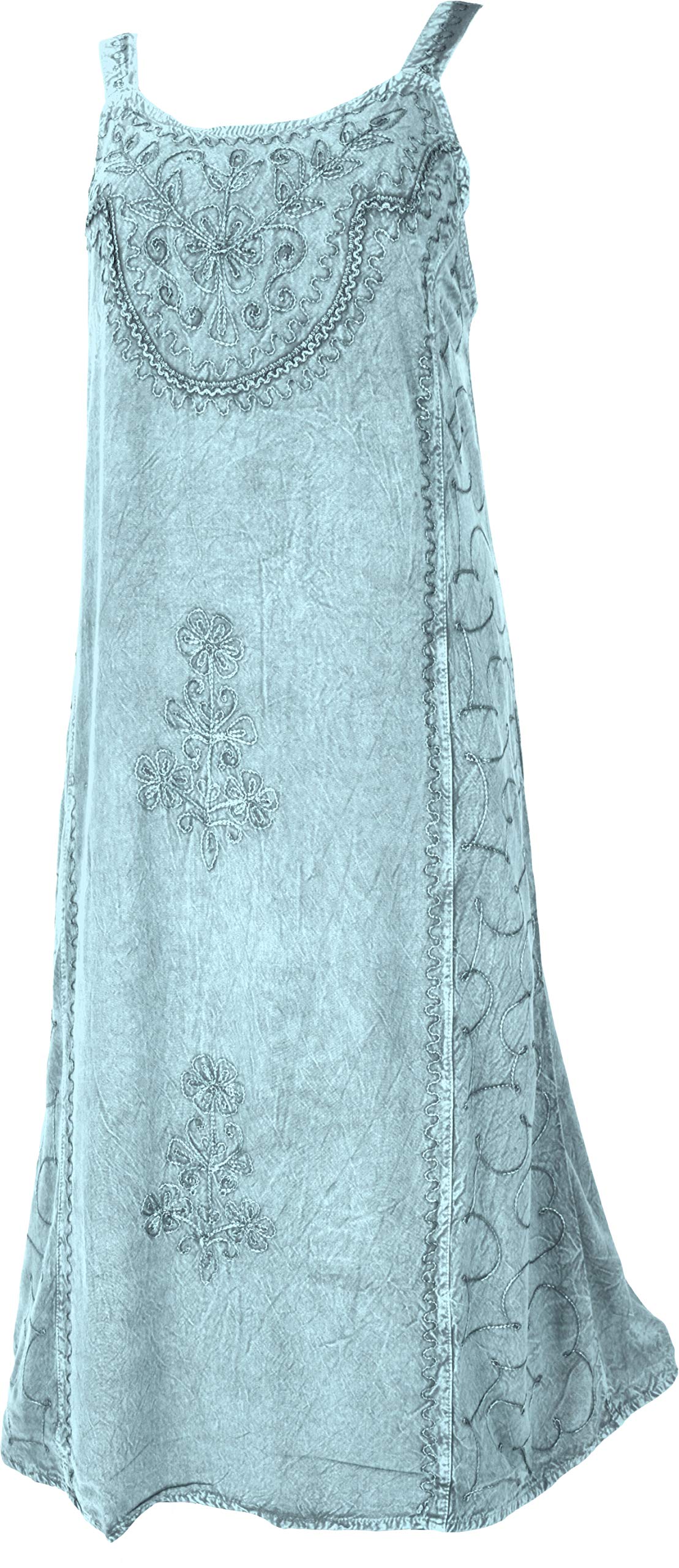 GURU-SHOPEmbroidered Indian Mini Dress Boho Chic, Hippie Tunic, White, Synthetic, Size:14, Short Dresses