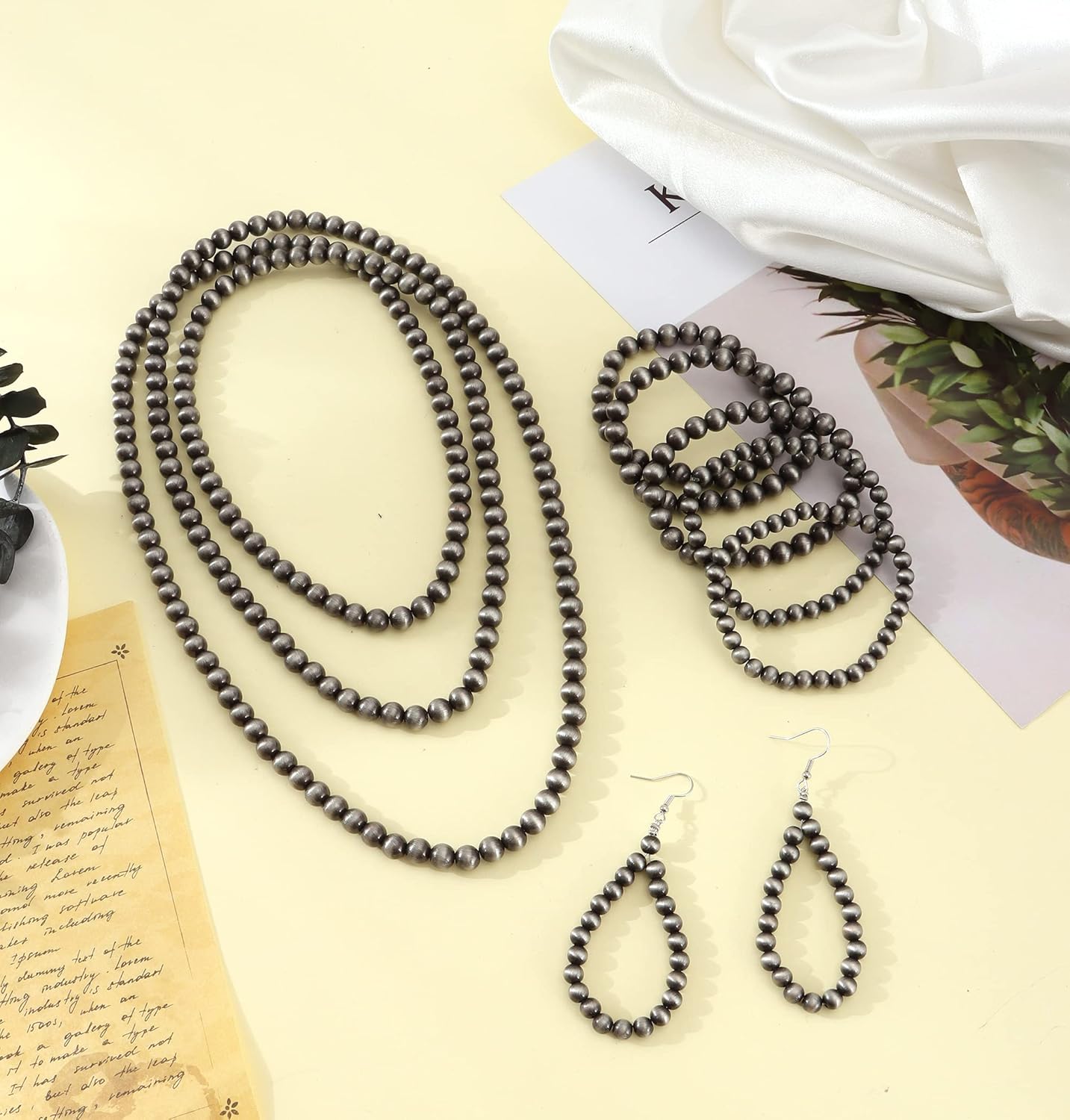 MOZAKA Western Jewelry Set for Women Including Vintage Navajo Pearl Necklace Western Style Navajo Pearl Earring and Bracelets - Image 3