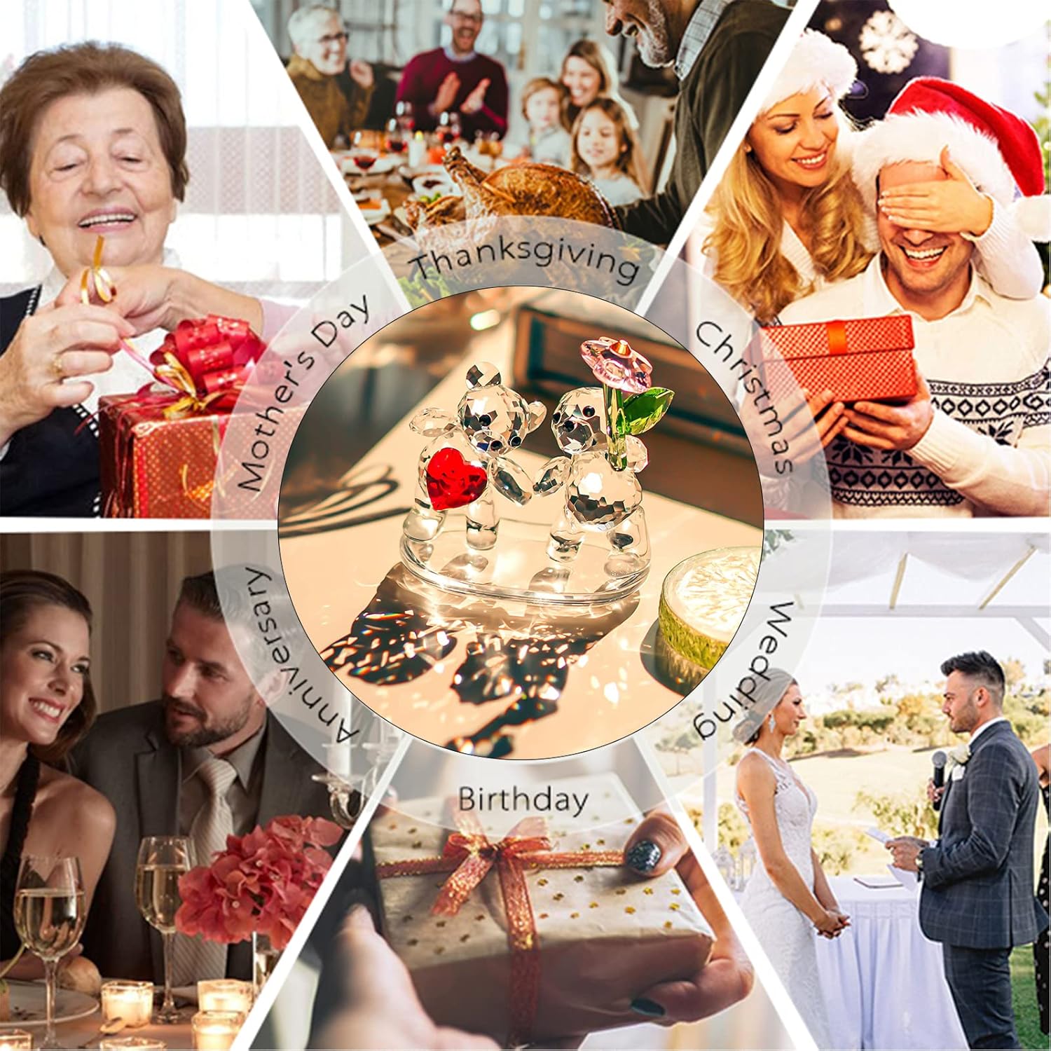 H&D HYALINE & DORA Crystal Bear Figurine Handmade Collectible Glass Couple Bears Ornaments Animal Statue Home Decor Christmas Valentine's Day Gift - Image 6