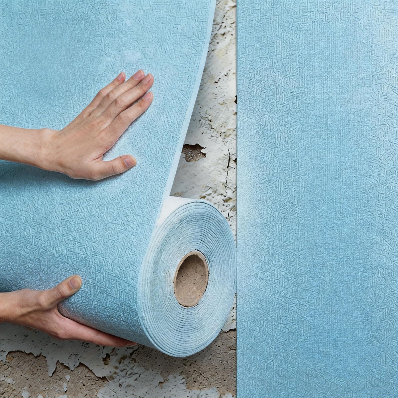 Bvcl Blue Self Adhesive Thermal Wallpaper, 5Mm Thick Textured Peel And Stick, Waterproof Damp Proof, Thermal Insulating Wall Covering For Bad Cold Walls(,50Cmx50m)