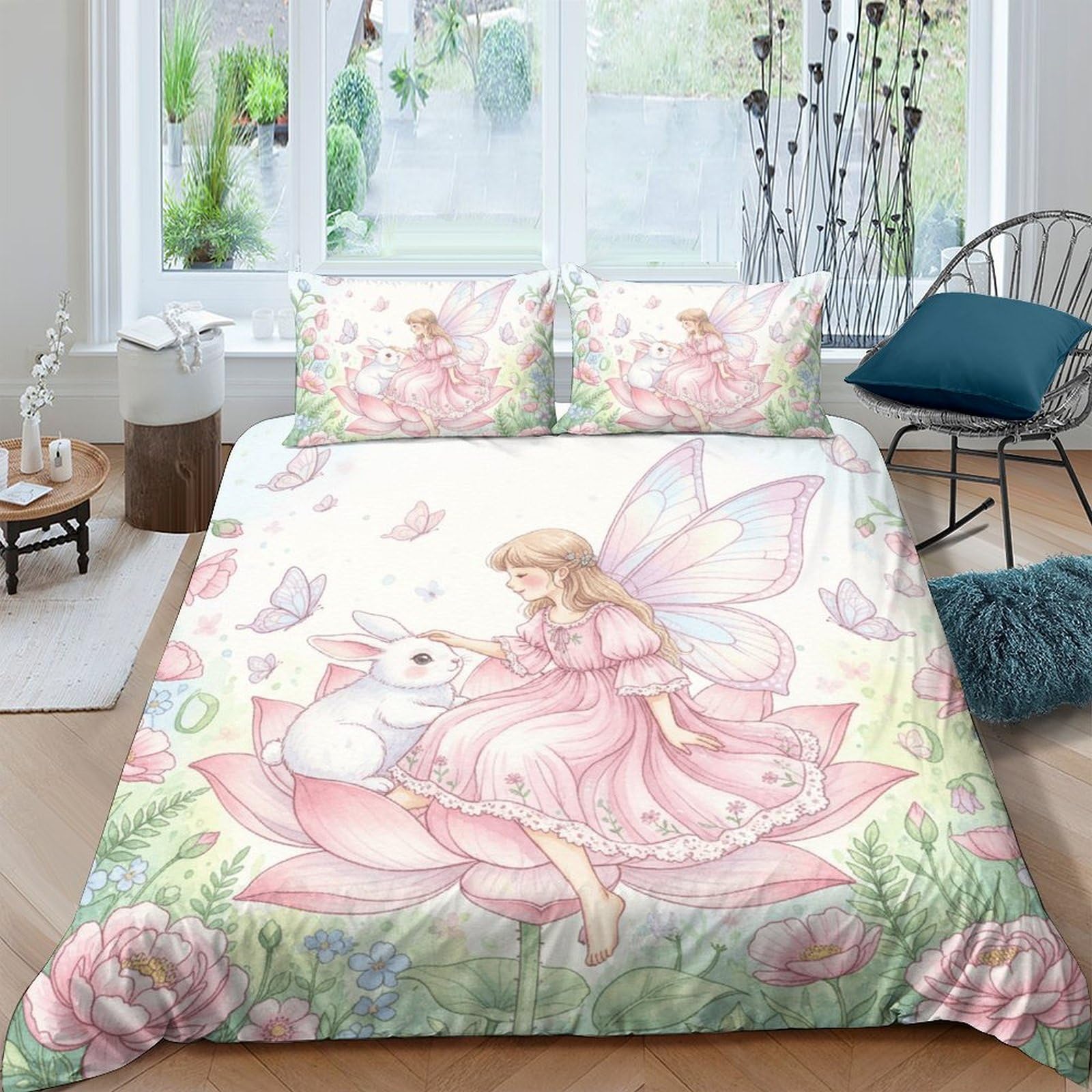 Ctjqhvkz Style-2 3D Printed Fairy Tale Flower Fitted Sheet Microfiber Anti-Slip Bed Cover For Bedroom Dorm Mattress Decor Single（135X200cm）