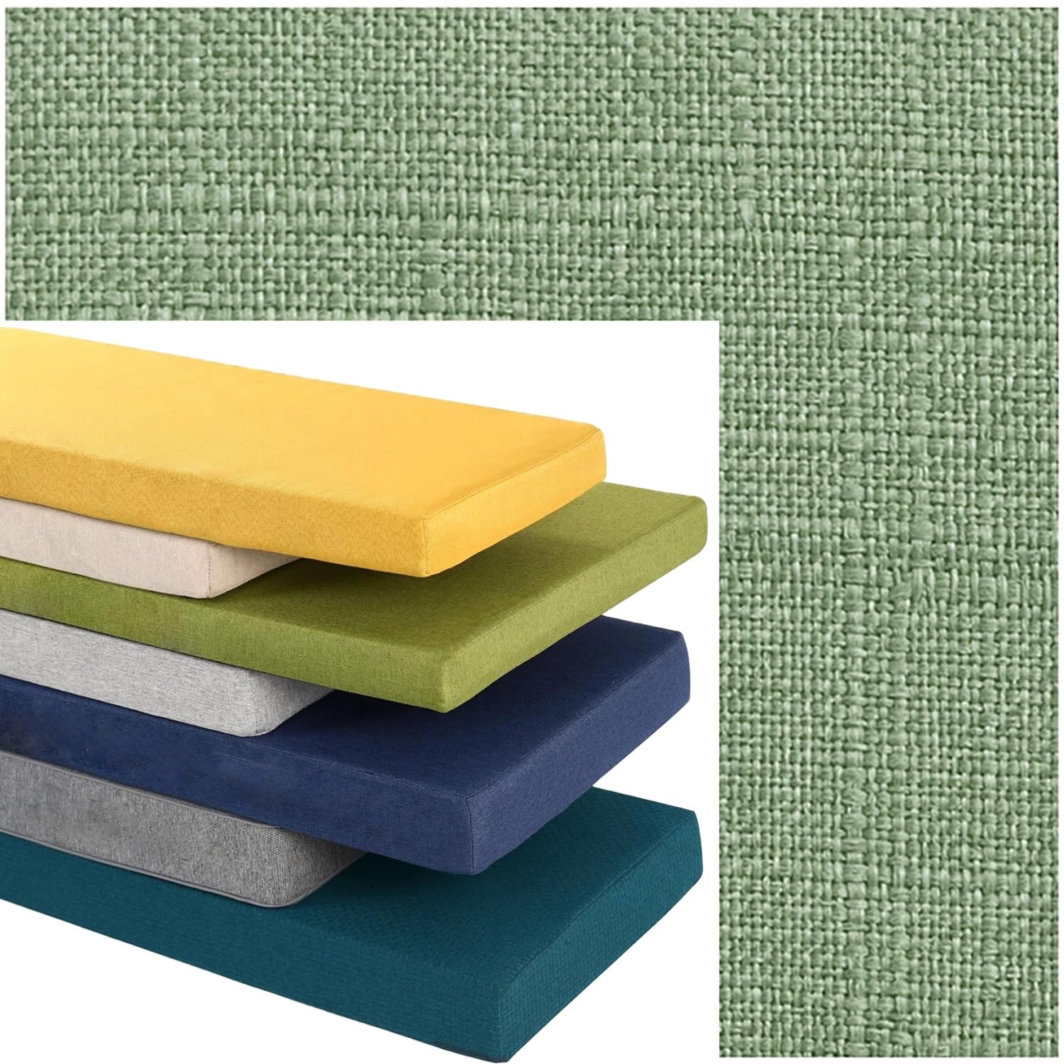 PLCIVSA Outdoor Indoor Bench Cushion Cover, Linen Non-Slip Replacement Slipcover with Zipper, Furniture Seat Cushion Protector for Garden Patio Balcony Sofa Couch(Green,90x35cm/35x14in)