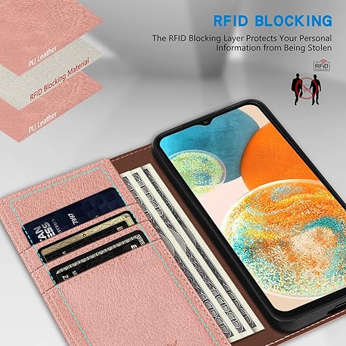 Miniatura 2 de ZZXX Funda tipo cartera para Samsung Galaxy A23 5G4G con bloqueo RFID, soporte de ranura para tarjetas, funda protectora de cuero magnético fuerte