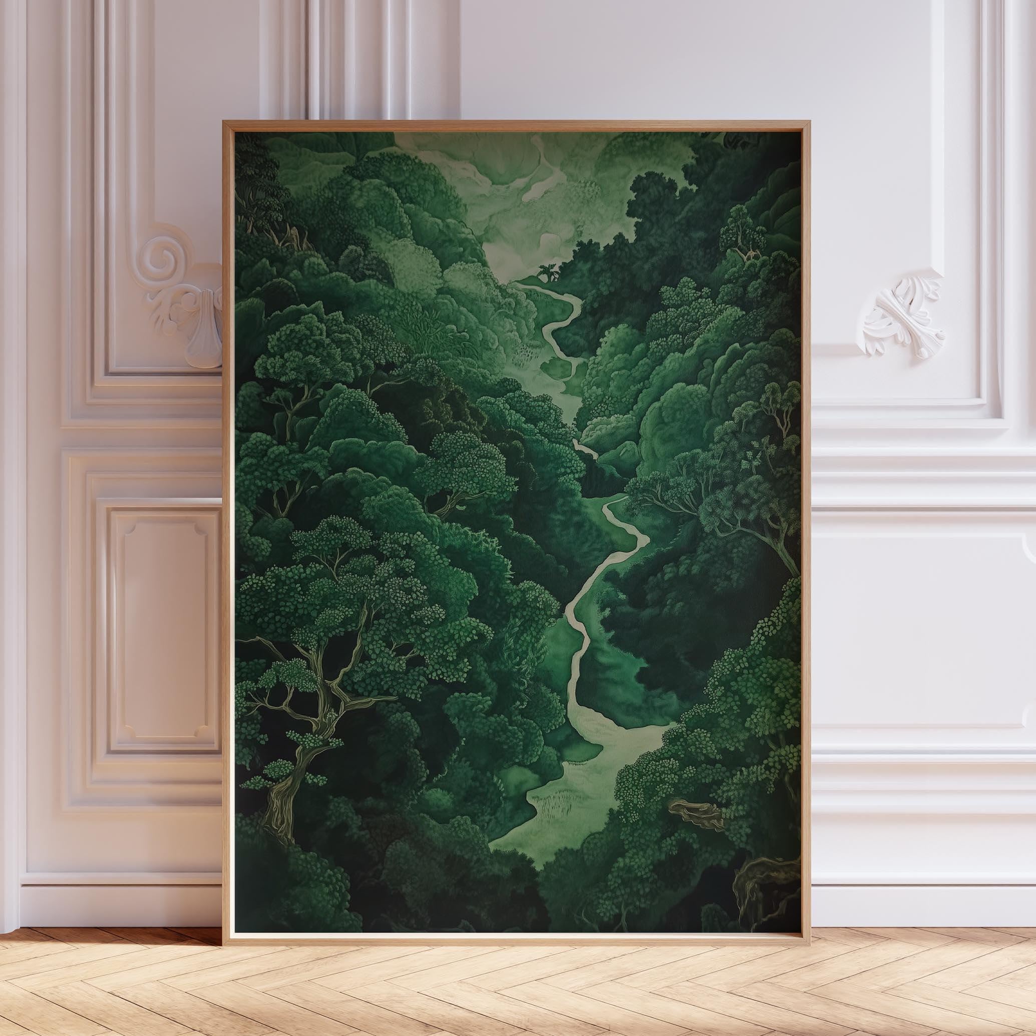 Paysage d'arbres Japandi sur toile : l'élégance verte pour votre salon - 8