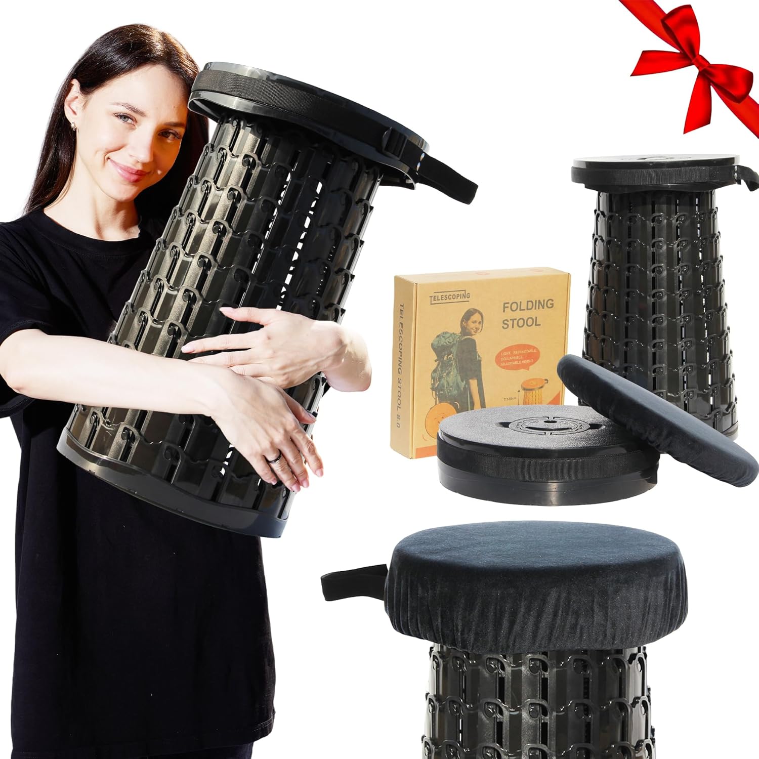 ALEVMOOM 19.7" Collapsible Stool with Thickened Cushion