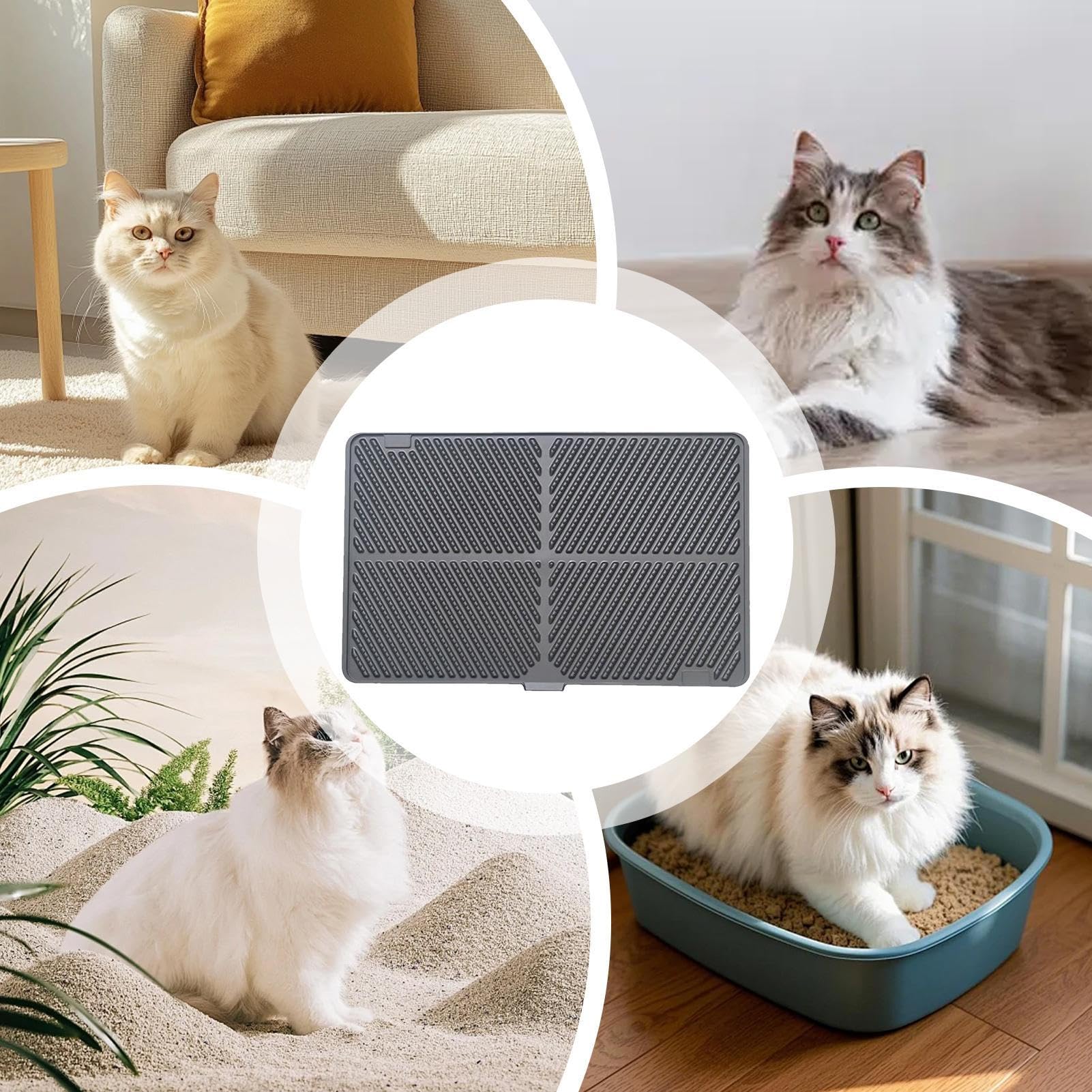 Tapis pour Litière de Chat Base Antidérapante Bac Étanche en Silicone