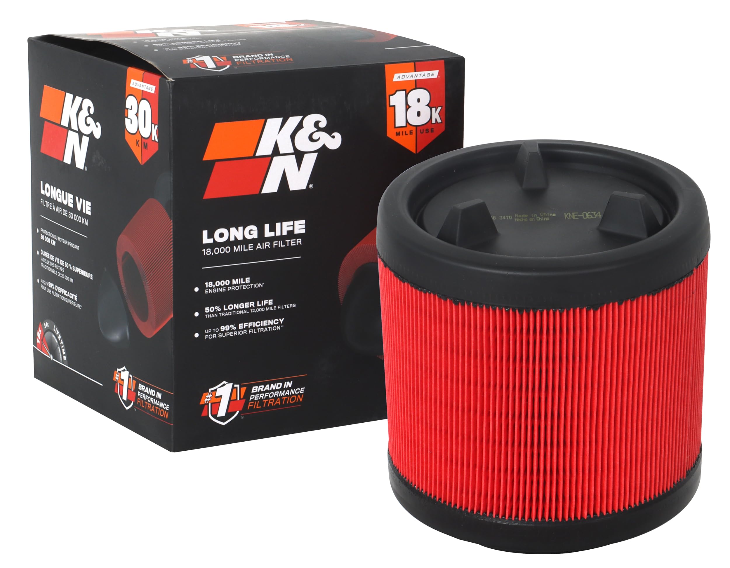 K&N KNA-5034 Engine Air Filter - 18,000 Mile Replacement For 2014-2019 Jeep Compass/Renegade, Fiat 500X (2.4L, 1.4L, 1.6L) - View #2