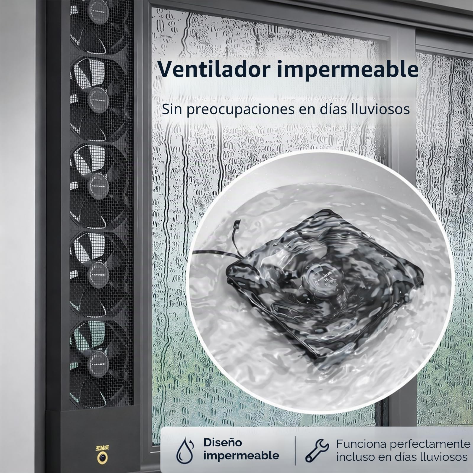 Ventilador de ventana vertical para ventanas corredizas, ventilador reversible de ventana de escape y admisión de flujo de aire, ajuste ajustable 35–150cm (13.8–59in), control de velocidad sin