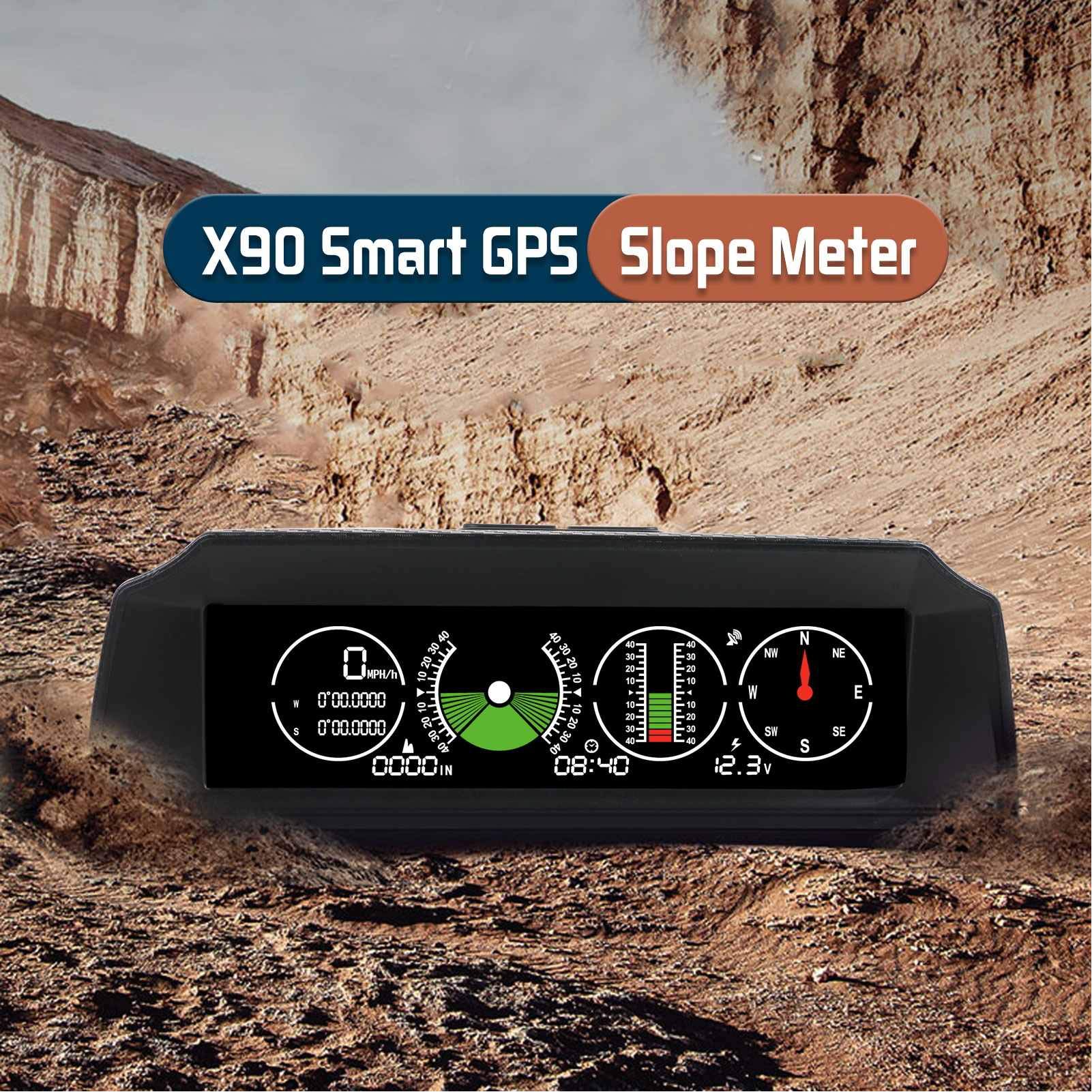 KIMISS Clinómetro para coche con GPS, medidor de pendiente y ángulo de inclinación, HUD multifunción, brújula y velocidad en km/h