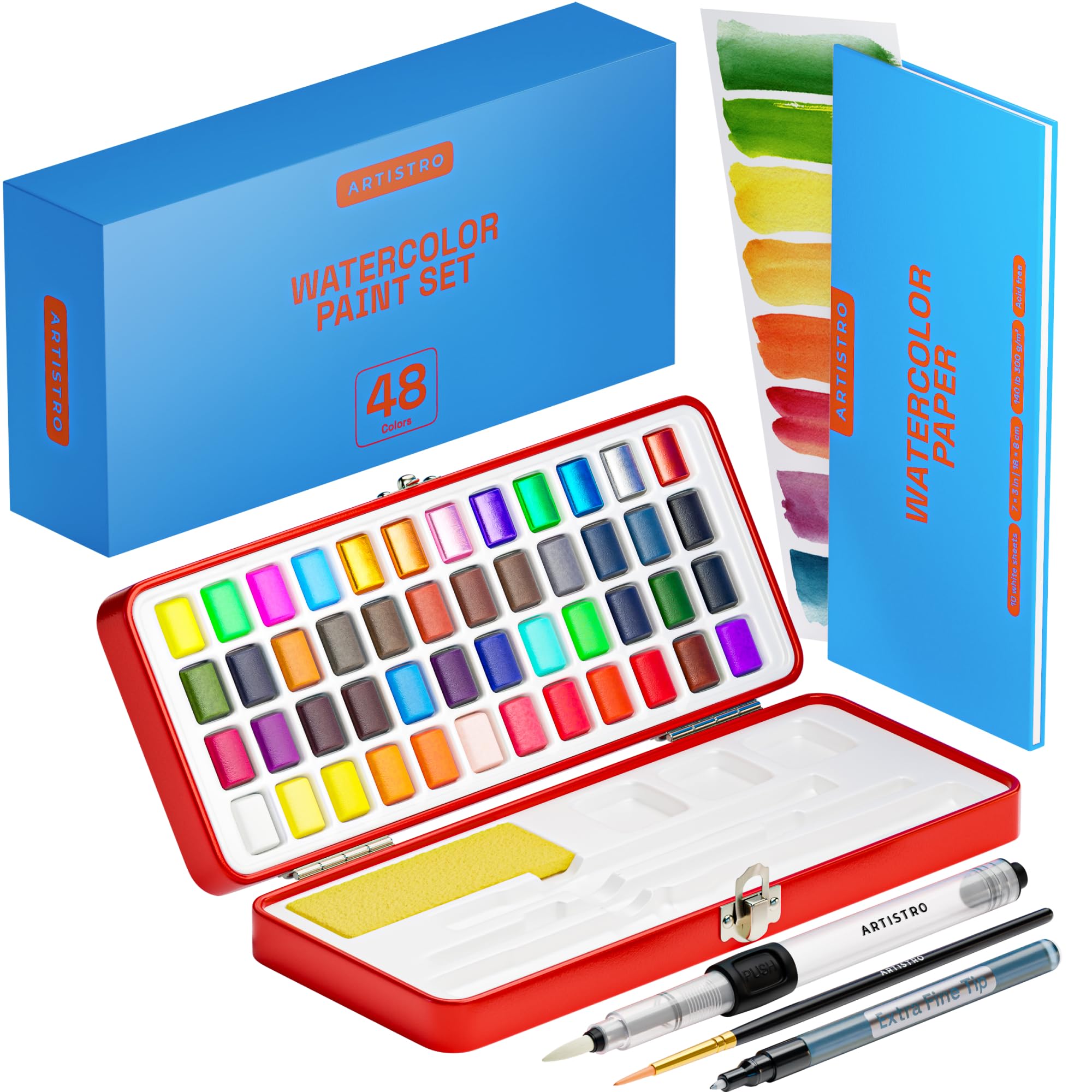 ARTISTRO Watercolor Paint Set, 48 Vivid Colors