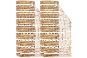 Ribbli Christmas Tree Ribbon Garland - 2 Rolls Snowball Natural Burlap Mesh Ribbon