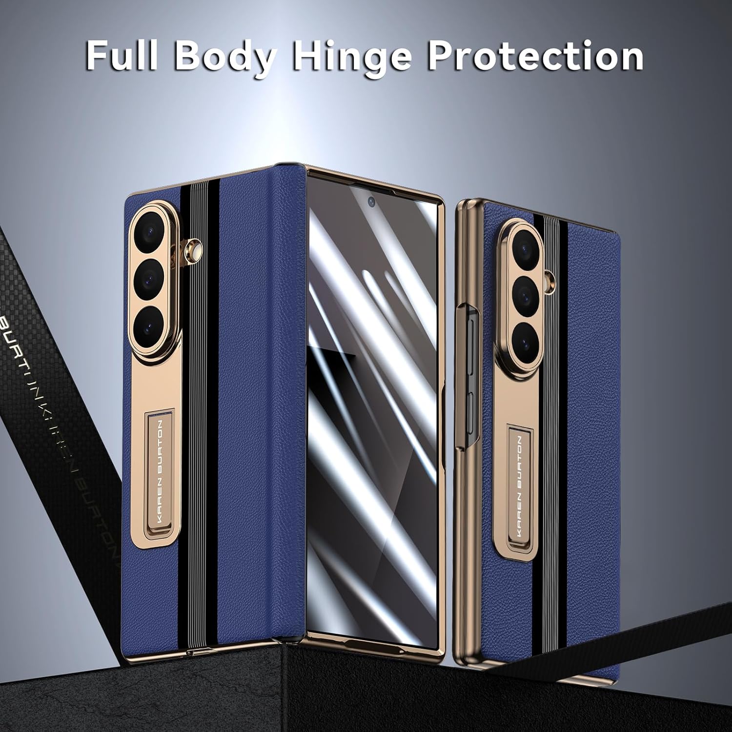 for Samsung Galaxy Z Fold 7 Phone Case [Luxury Genuine Leather] [Full Body Hinge Protection] [Built-in Screen Protector] [Kickstand Slim Phone Cover] for Galaxy ZFold 7 (Royal Blue)