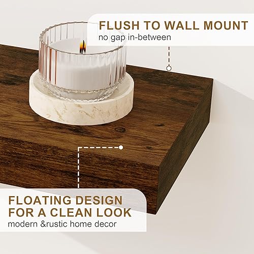 Miniatura 4 de Fun Memories Estantes flotantes para pared, juego de 2 estantes flotantes de 20 pulgadas, estante colgante con soportes invisibles, estantes de