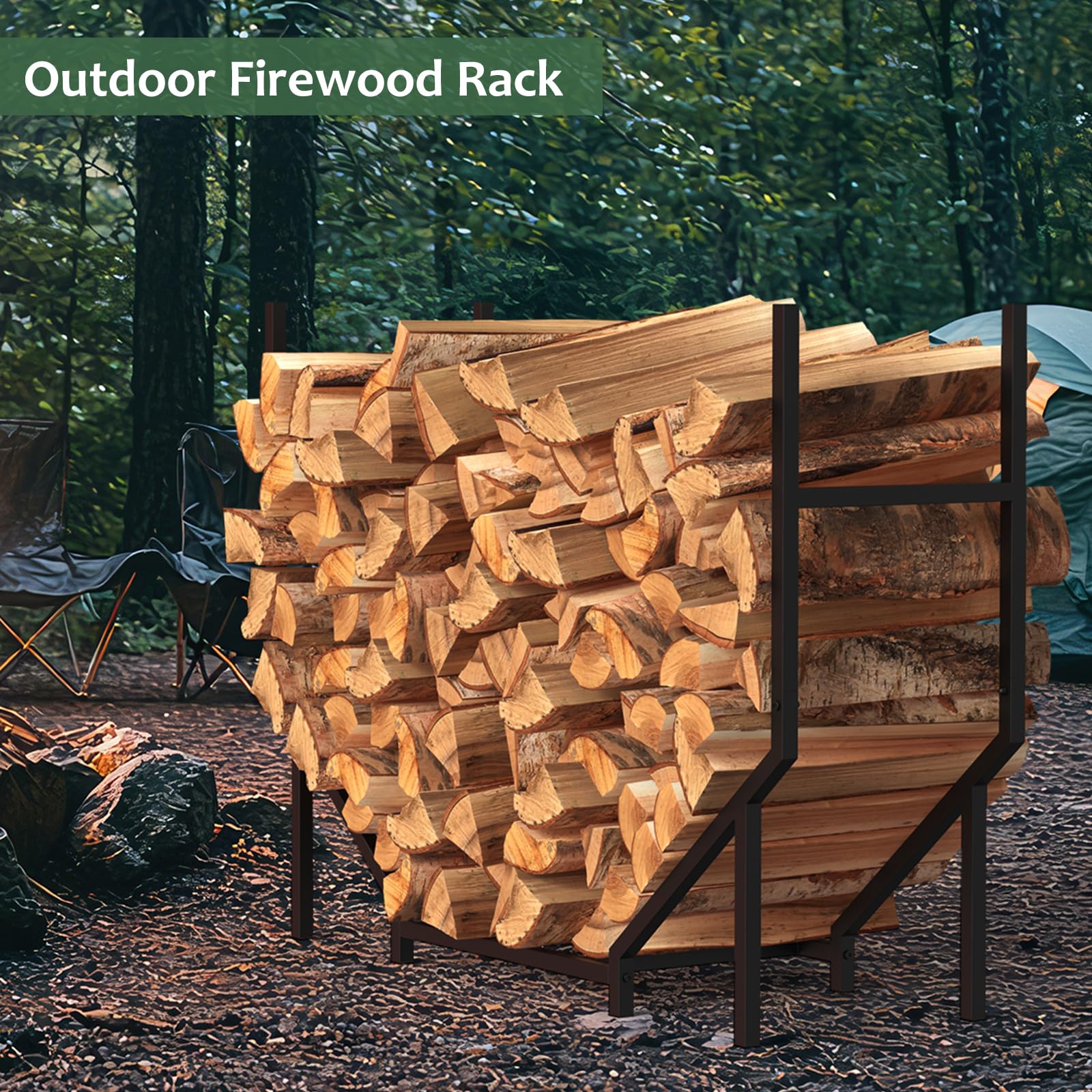 CADUKE Range-bûches d'extérieur 1 m - Support de bûches en métal pour cheminée - Empileur et organiseur de bois