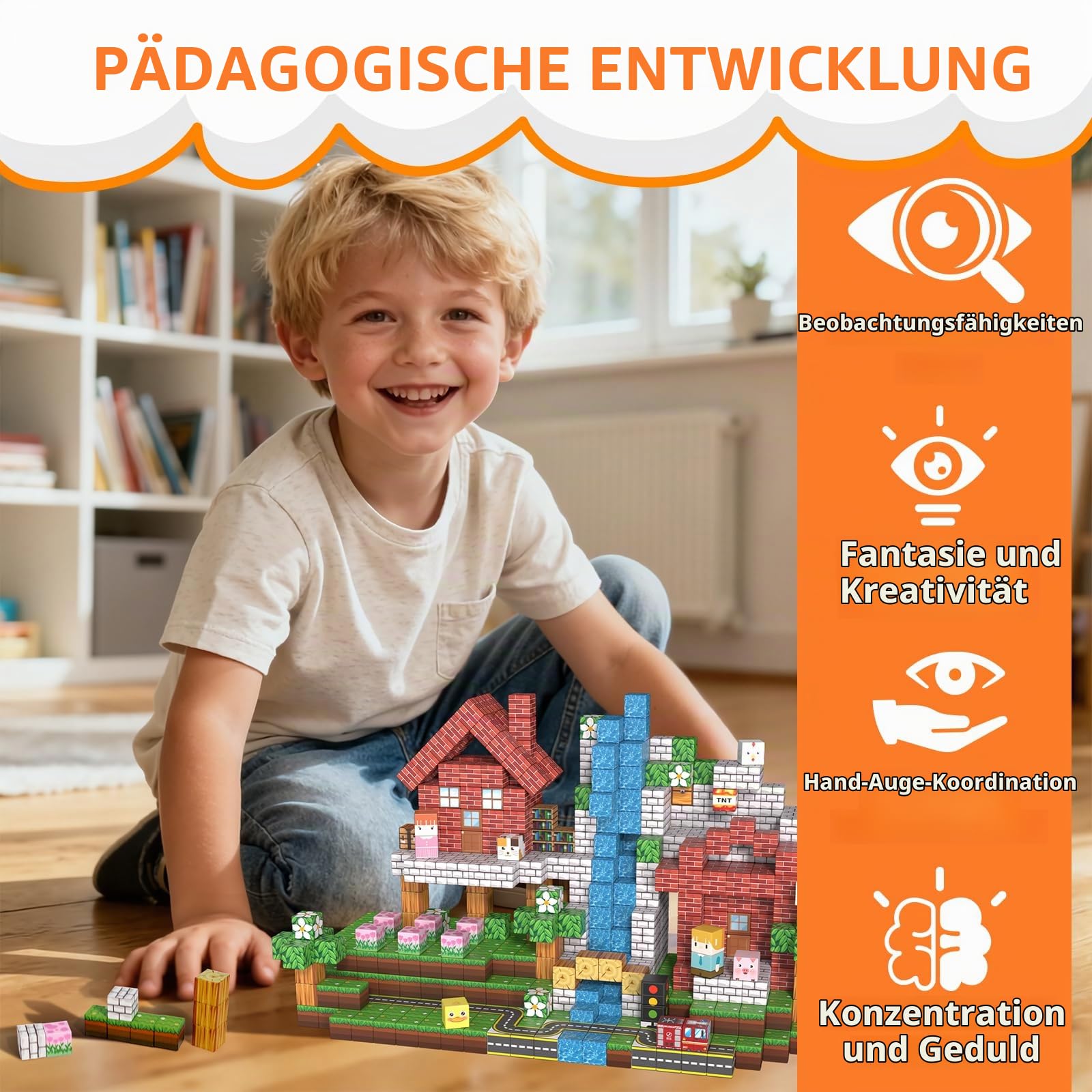 Vdealen 300 PCS Magnetische Bausteine, Stapelung Magnetwürfel Spielzeug für Kinder, STEM Montessori Sinnesspielzeug für Jungen und Mädchen Alter 4-12