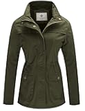 Women's Casual Military Jacket Cotton Stand Collar Utility Anorak Coat