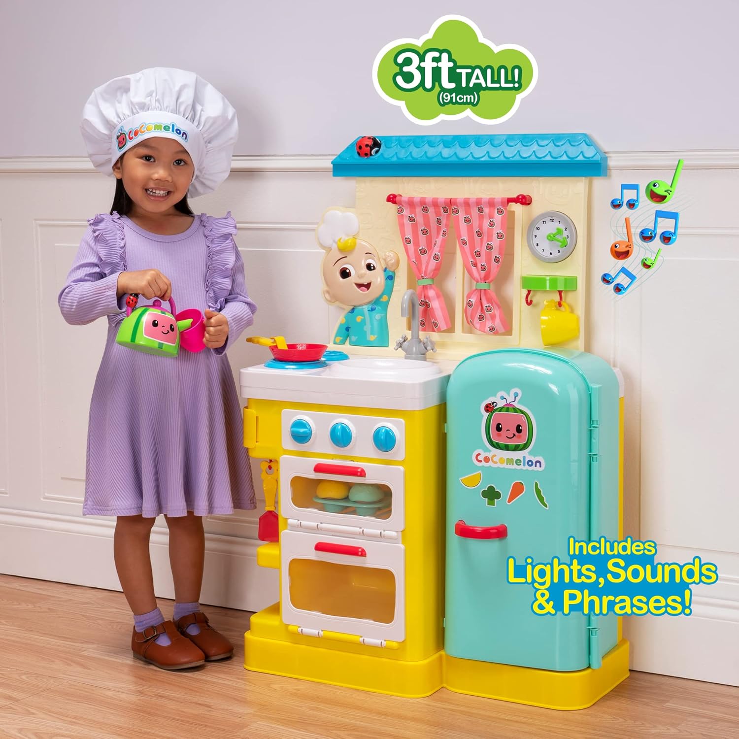 CoComelon Deluxe Feature Roleplay, Little Kitchen - Includes Interactive Kitchen Accessories - Toys for Kids and Preschoolers