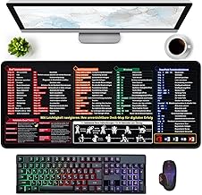 Excel Mauspad Großformatige Schreibtischunterlage mit Tastaturkürzeln - 800×300×3mm Excel-Shortcuts Mousepad Deutsch Gaming Mousepad Kurzbefehlen Anti-Rutsch Dest Mat für Büro Word/Outlook/PowerPoint