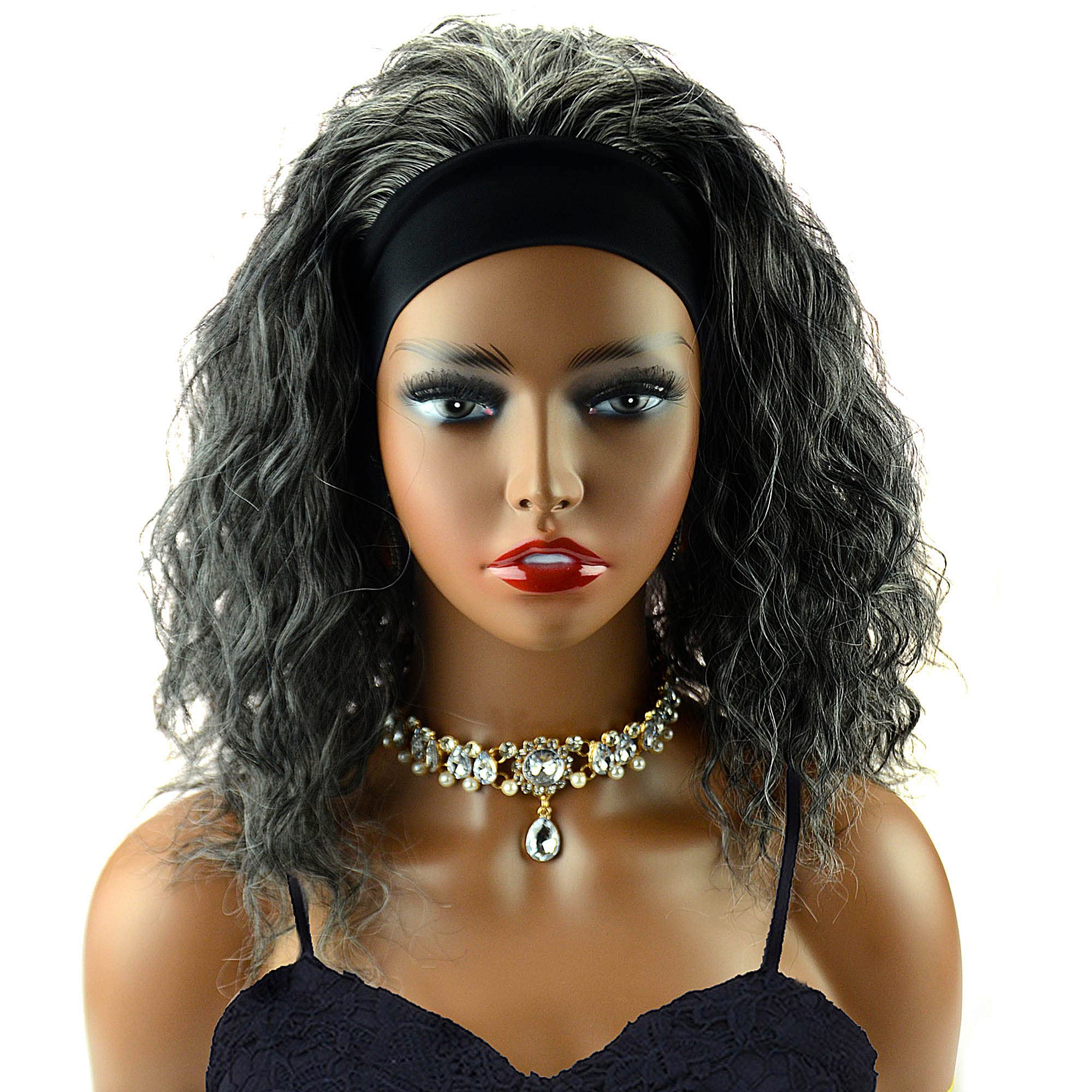 Karlota 16 Inch Ombre Dark Grey Curly Short Water Glueless Wave Cheap