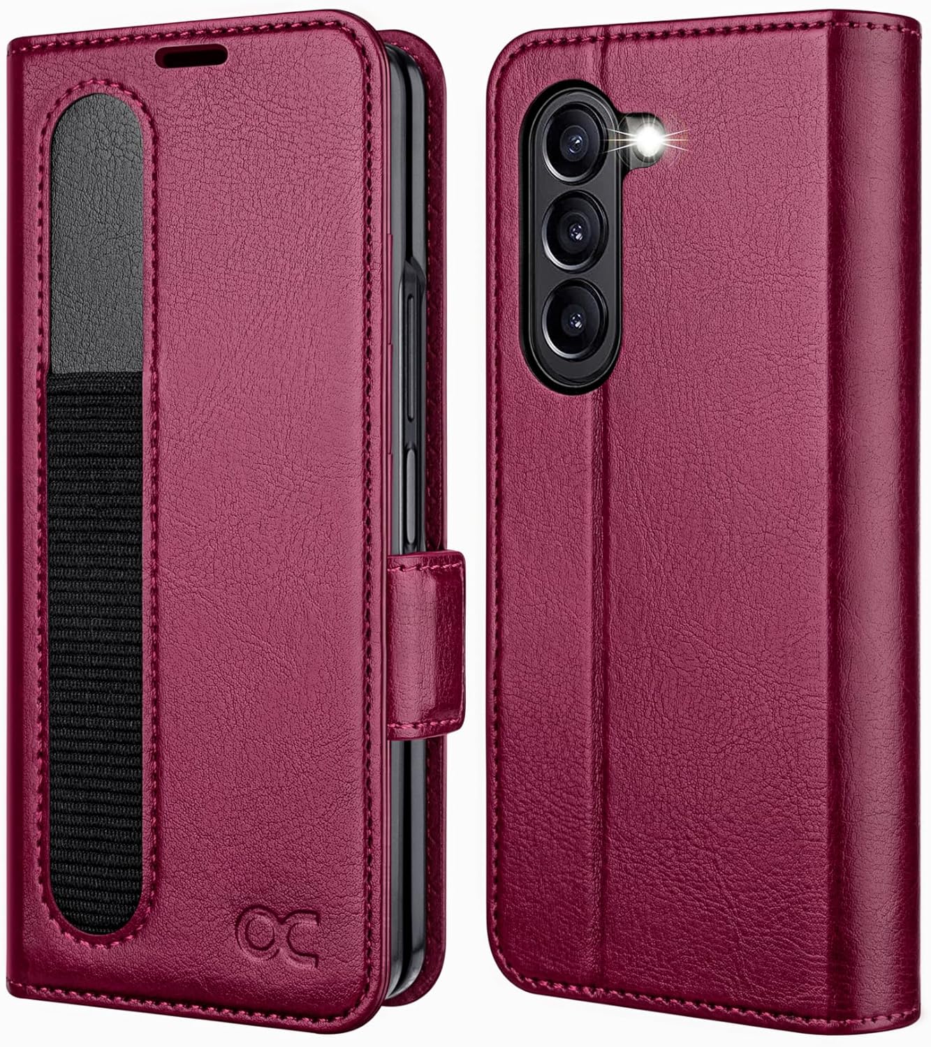 OCASE for Samsung Galaxy Z Fold 5 5G Wallet Case with S Pen Holder, PU Leather Flip Folio Case with Card Slots RFID Blocking Kickstand Phone Cover 7.6 Inch (2023)-Burgundy