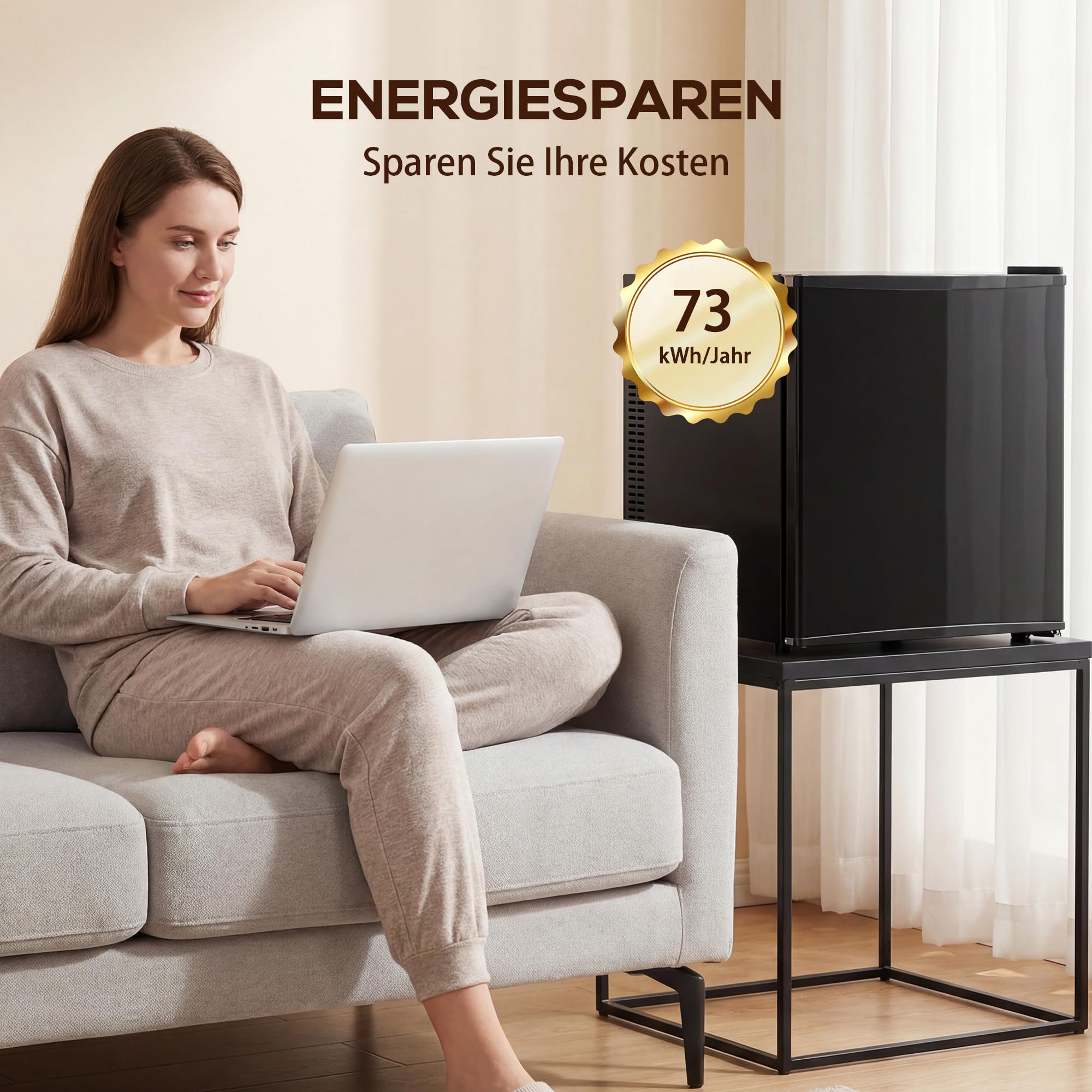 HOMCOM Mini refrigerador 44L/46 latas Negro
