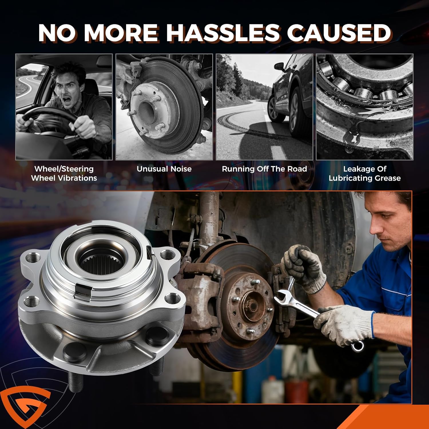 512460 Rear/Front Wheel Bearing & Hub Assembly Fit for Ford Explorer 2011-2018 (Rear), for 2013-2019 Police Interceptor Utility(Front), 5 Lug Wheel w/ABS Hubs Assemblies 2012 2014 2015 2016 2017 - Image 6