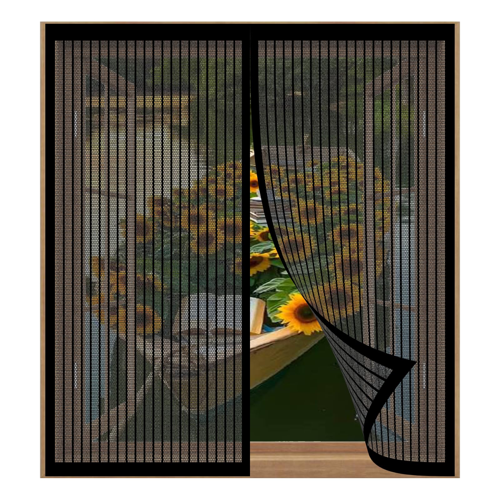 Magnetic Fly Screens for Windows 93 x 129 cm Easy Installation No Drilling Or Screwing Fly Screen Mosquito Magnetic Window Screen for Windows Nets to Keep Bugs Out, Black