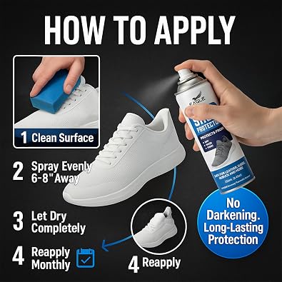 Eagle Best White Shoe Protector Spray Shoe Protectant for Sneakers, Leather, Suede, Nubuck, Canvas & Mesh, Dirt & Water Resistant Shoe Guard Spray, 250mL