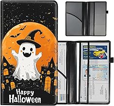 Car Registration and Insurance Holder for Women & Men Glove Box - Durable Auto Insurance Card Organizer with Easy Access,Holds Driver's License & Registration Cards,Happy Halloween Party