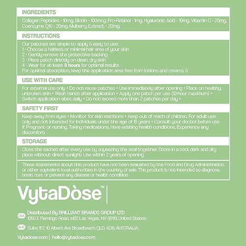 Miniatura 9 de Parches de restauración de colágeno Glow Beauty  Fórmula 5 veces más fuerte  Péptidos de colágeno, vitamina C, Pro-Retinol, Coq10, ácido hialurónico
