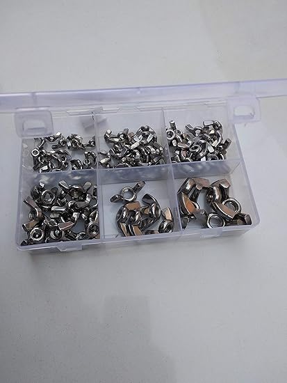 Fanfan11 50 Pcs Stainless Steel Wing Nut Hand Tighten, M3 M4 M5 M6 M8 Fastener Kit